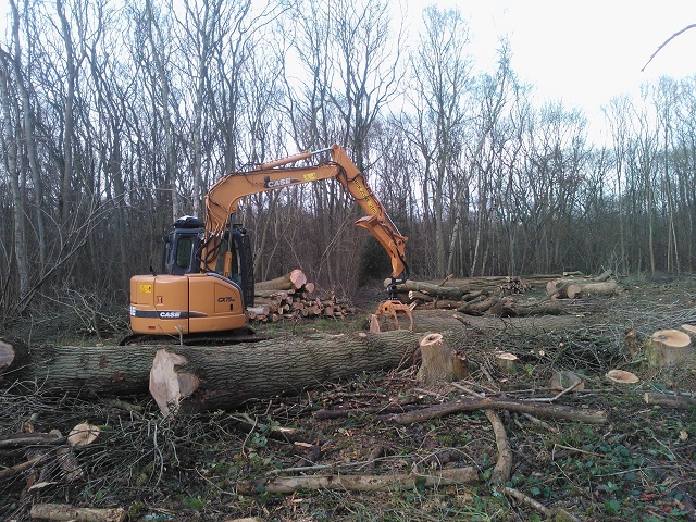 log handling with excavator